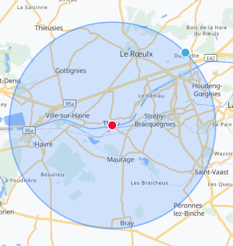 Zone d'intervention Harmoneo dans la région du Centre et à Mons-Est